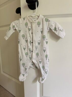 Firsts by Petit Lem Baby Green Ice Cream Print One-Piece Footie